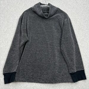 Nike Yoga Sweatshirt Womens Medium Black Luxe Cover-Up Cowl Knit Pullover DD5824